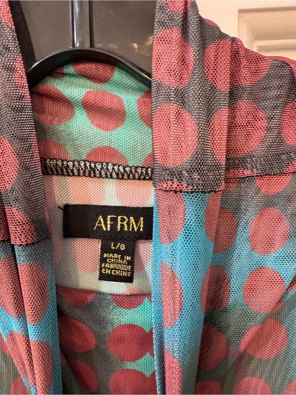 AFRM Billie Print Long Sleeve Semisheer Dress In Cyber Optic Dot - Picture 4 of 6